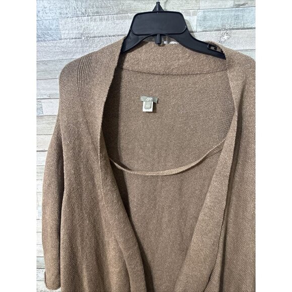 Women’s J.Jill Cardigan Linen blend Asymmetrical Brown Size Large - Picture 3 of 16